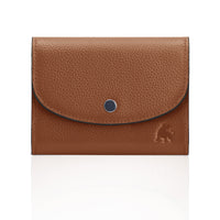 Womens compact leather wallet with RFID protection brown