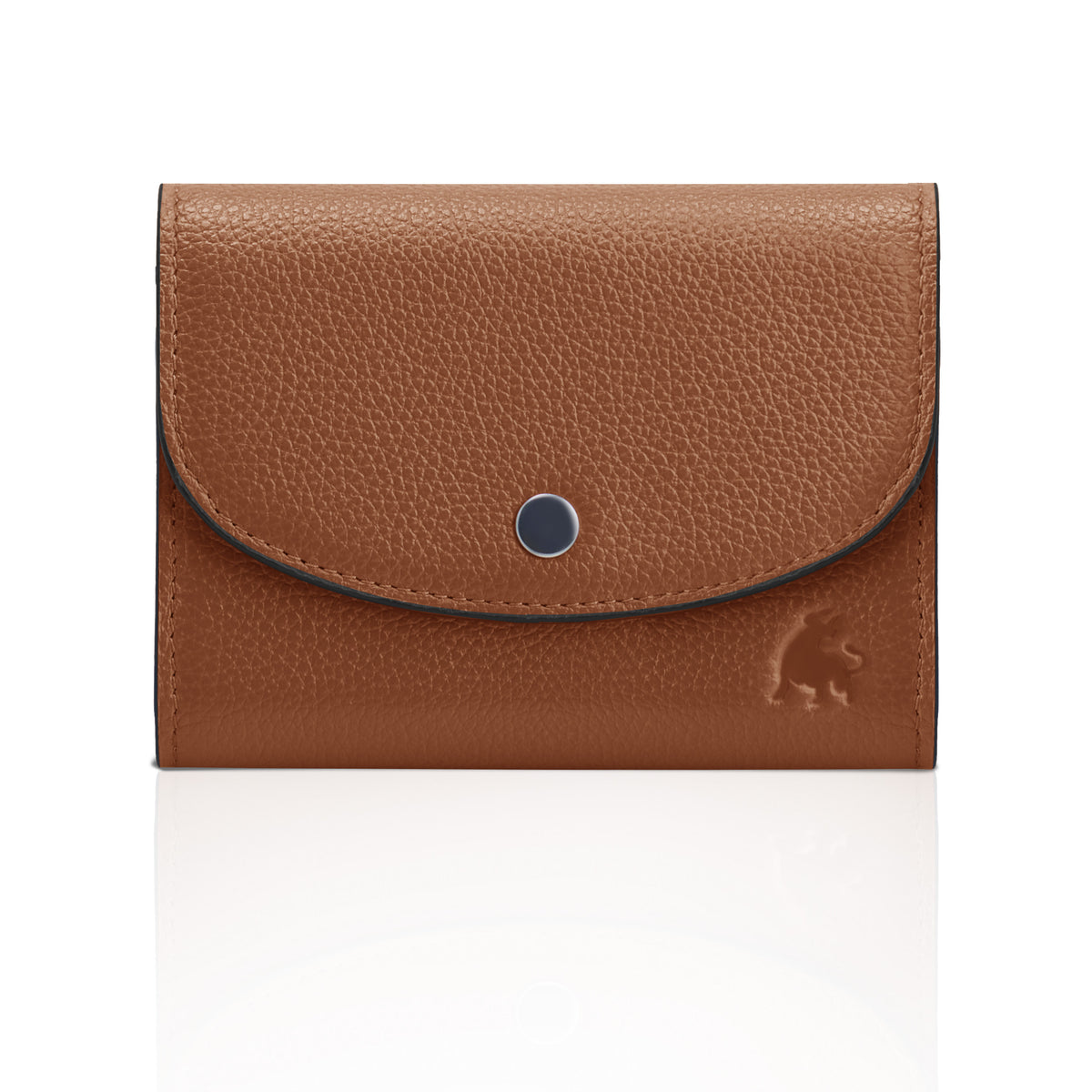 Womens compact leather wallet with RFID protection brown