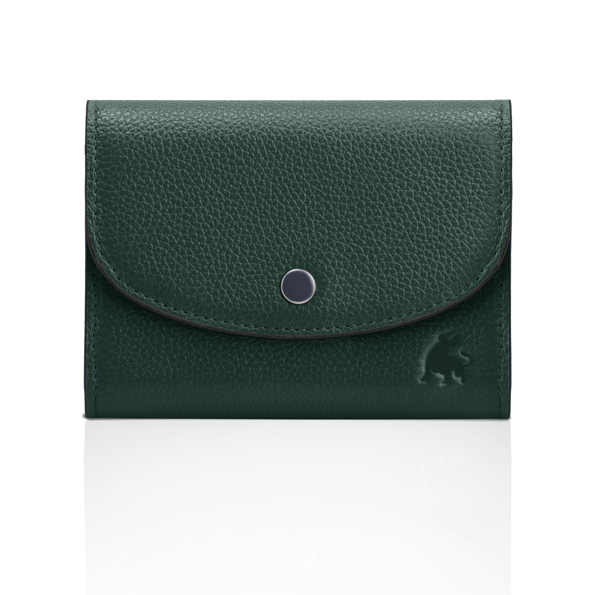 Womens compact wallet in full grain leather with RFID protection green
