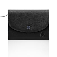 Womens compact leather bifold wallet black